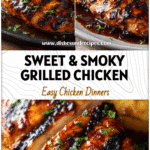 Sliced grilled chicken breast with pineapple rings and glaze on a summer grill platter.